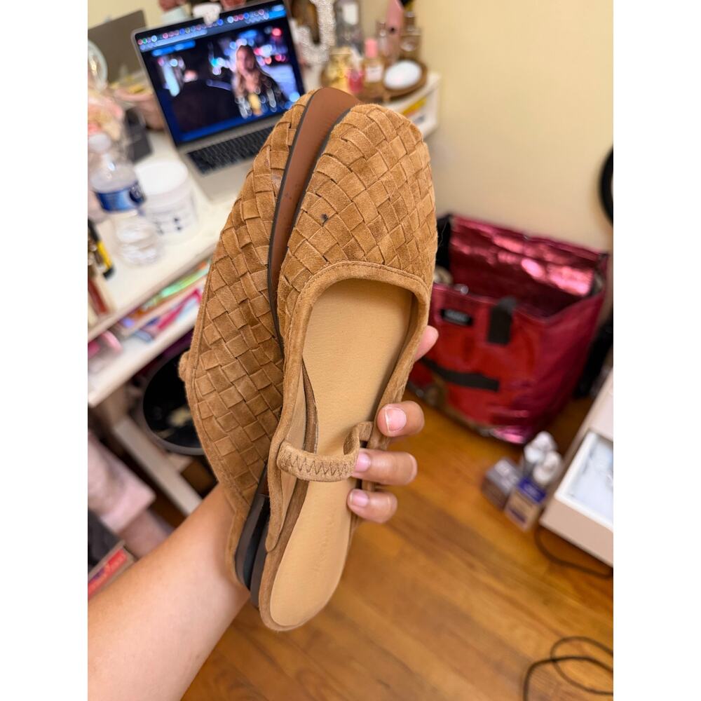 Madewell The Greta Ballet Flat Mule Woven Suede Size 6.5 NV547 Tan Earthy Boho - Picture 8 of 8